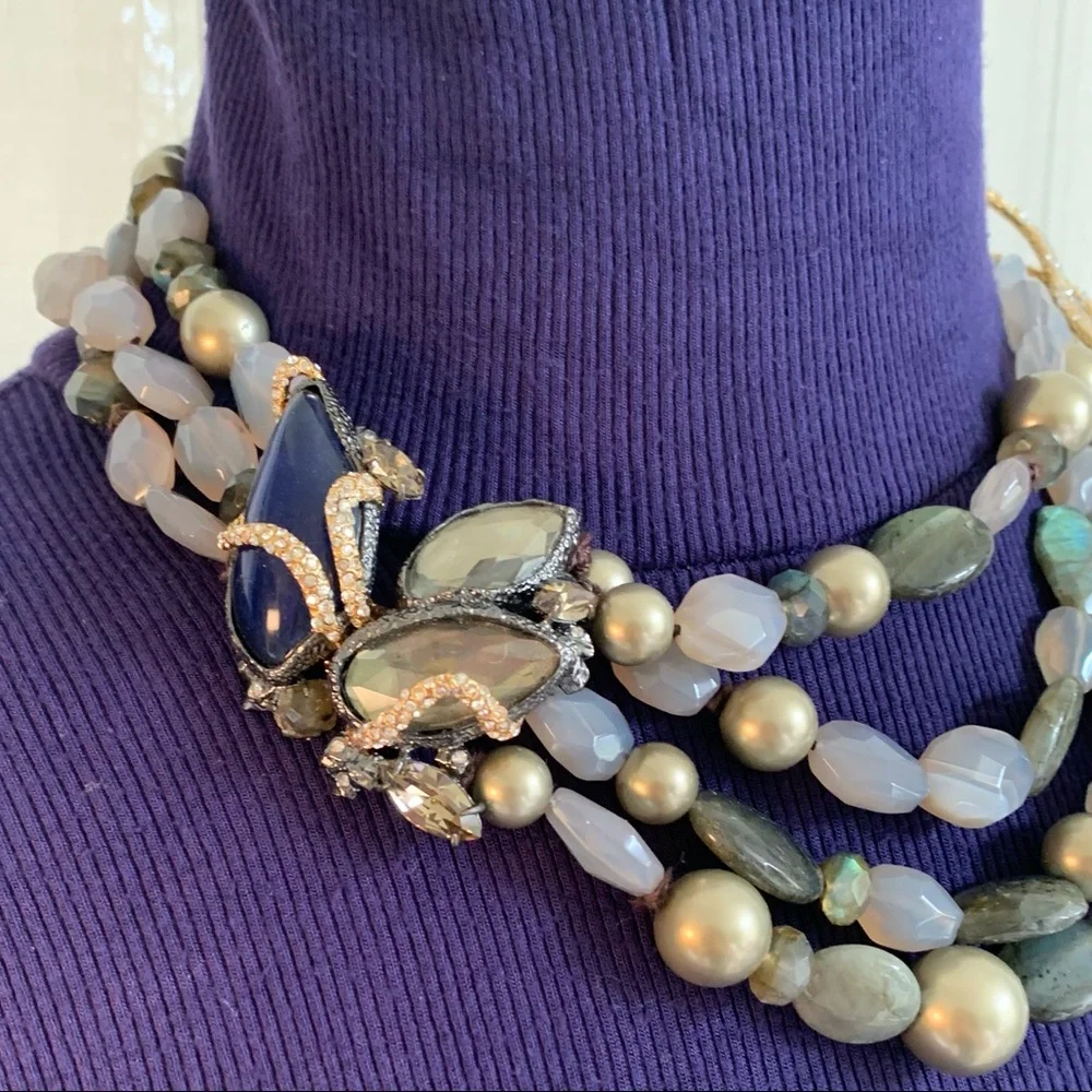 ALEXIS BITTAR • Iconic NEW Maldivian Gemstone Cluster Hand Knotted Necklace